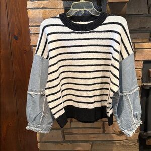 BiBi Black and White Striped Sweater